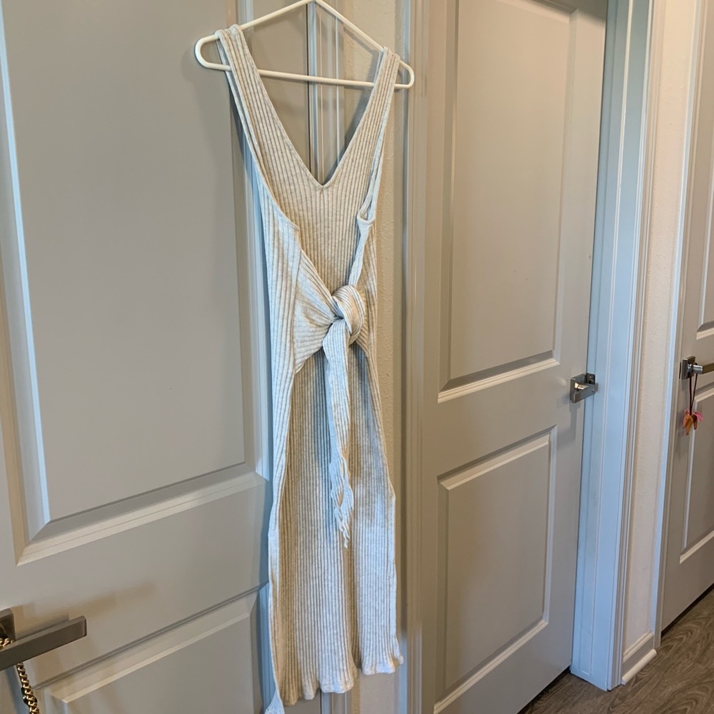 Ribbed Tie Front Dress